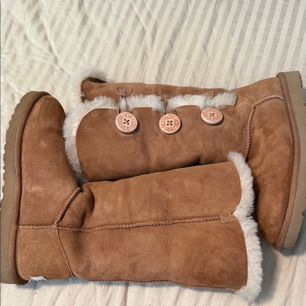UGG Chestnut Shearling Button Boots - Picture 2 of 7